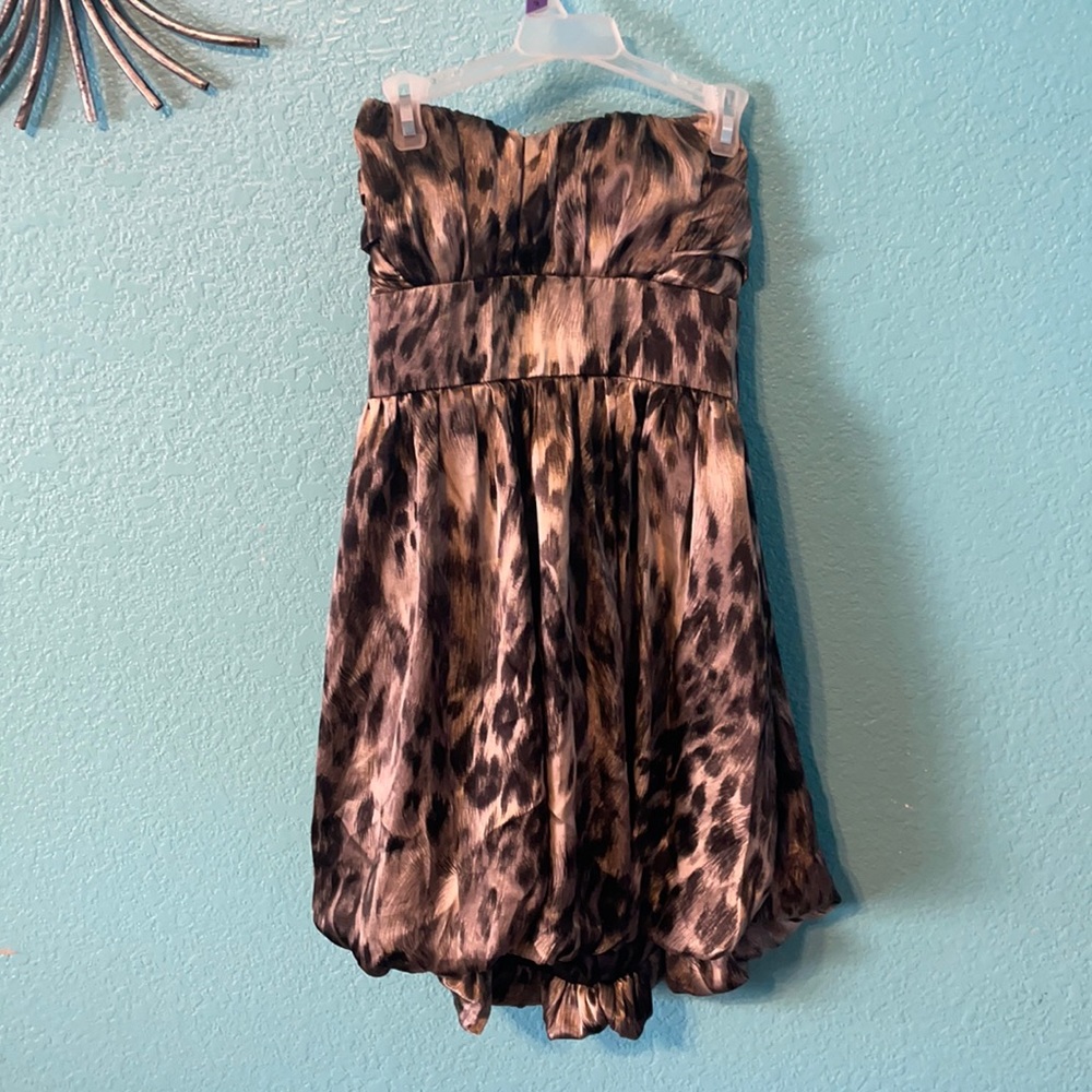 Strapless Leopard Cocktail Dress